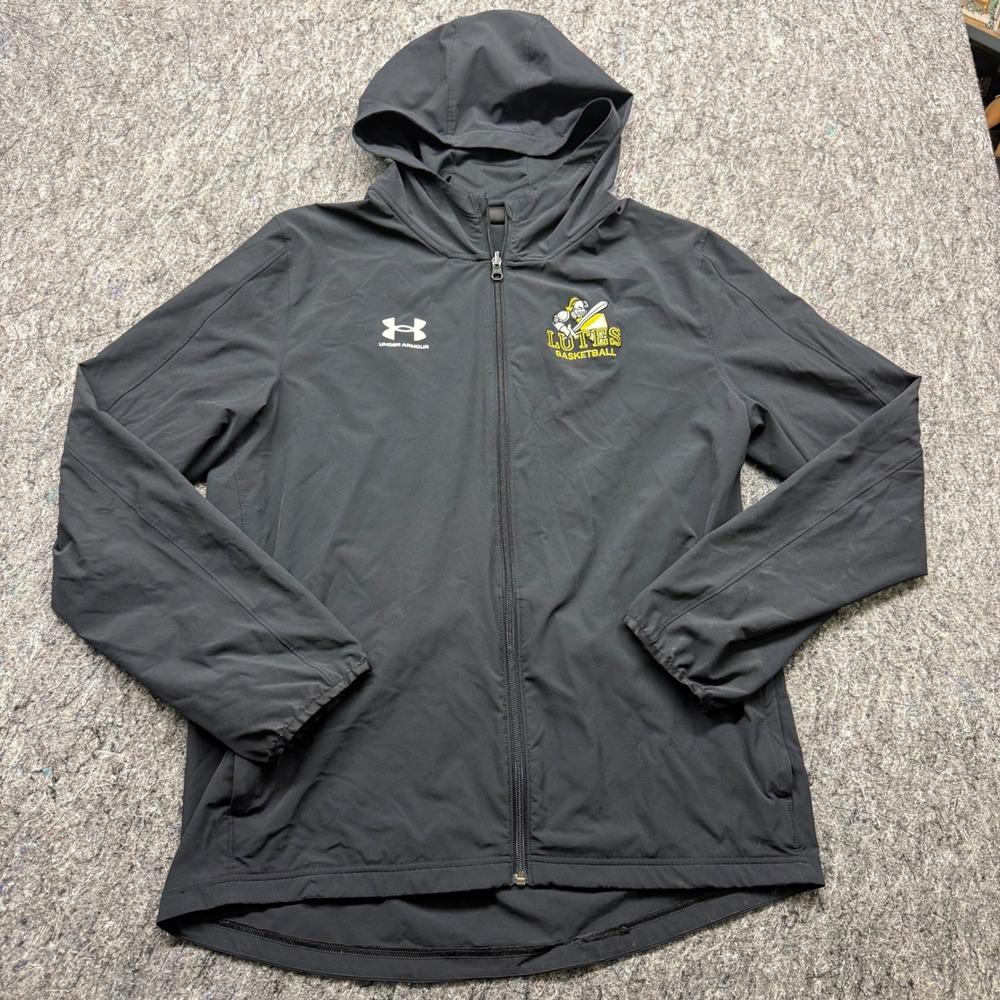 Under Armour Lutes Basketball Hooded Jacket Mens XL Black Full Zip 1365411